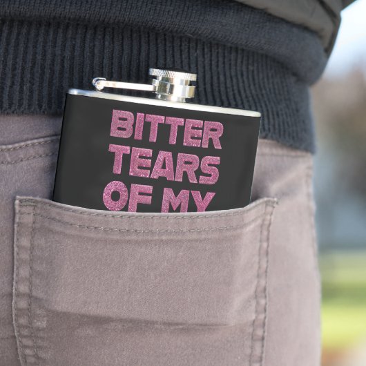 Roze Glitter Tranen van Mijn Pickleball Tegenstand Heupfles (Voorbeeld)