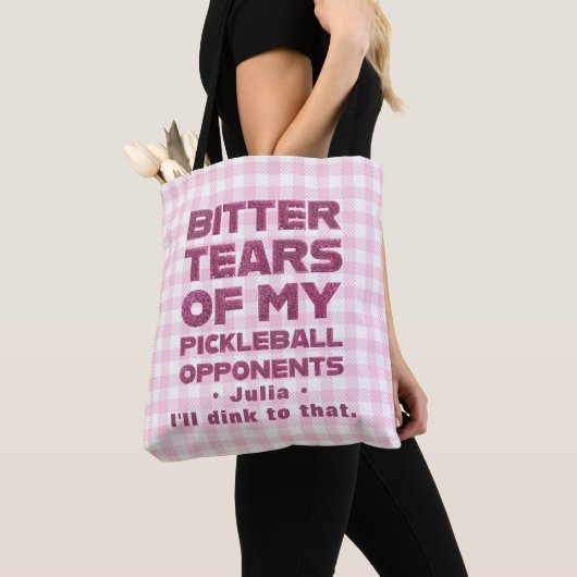 Roze Glitter Tranen van Mijn Pickleball Tegenstand Tote Bag (Dichtbij)