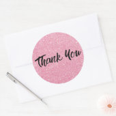 Roze Glitter Trendy Bedankt Ronde Sticker (Envelop)