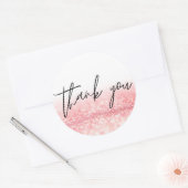 Roze Glitter Trendy Bedankt Ronde Sticker (Envelop)