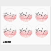 Roze Glitter Trendy Bedankt Ronde Sticker (Vel)