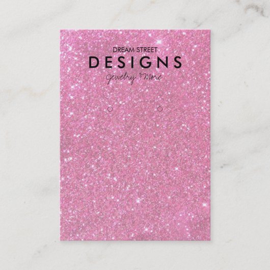Roze Glitter Trendy Instagram Earring Display Kaar Visitekaartje (Voorkant)