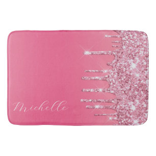 Roze Glitter Trendy Monogram Badmat