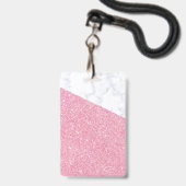 Roze Glitter trendy VIP badge met koord custom (Achterkant met lanyard)