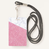 Roze Glitter trendy VIP lanyard badge aangepast (Achterkant met draagriem)