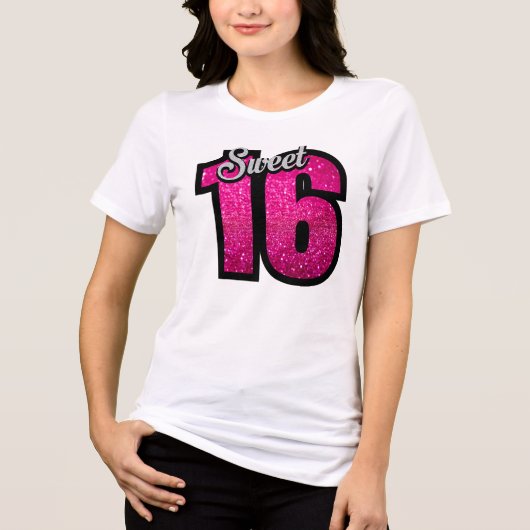 Roze Glitter Tri-Blend Shirt (Voorkant)