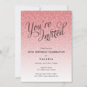 Roze glitter u wordt uitgenodigd van de Partij Kaart (Voorkant)