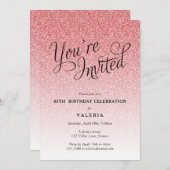 Roze glitter u wordt uitgenodigd van de Partij Kaart (Voorkant / Achterkant)