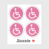 Roze glitter uitgeschakeld handicap symbool sticker (Vel)