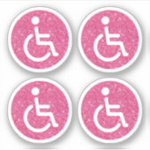Roze glitter uitgeschakeld handicap symbool sticker (Voorkant)