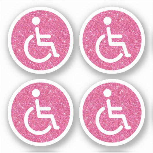 Roze glitter uitgeschakeld handicap symbool sticker (Voorkant)