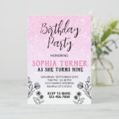 Roze glitter - uitnodiging ter gelegenheid van de (Staand voorkant)