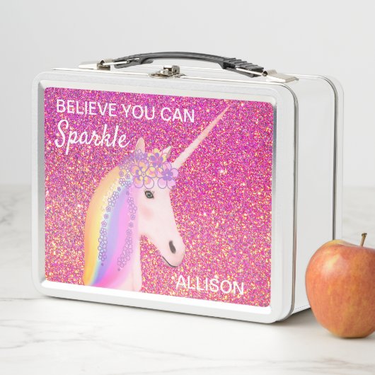 Roze Glitter Unicorn Girly Personalized (In situ)