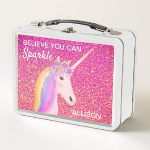 Roze Glitter Unicorn Girly Personalized