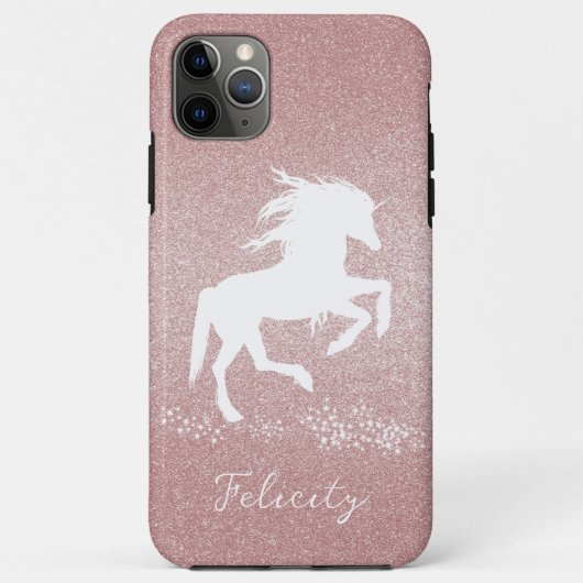 Roze Glitter Unicorn Hoesje-Mate iPhone Case (Achterkant)