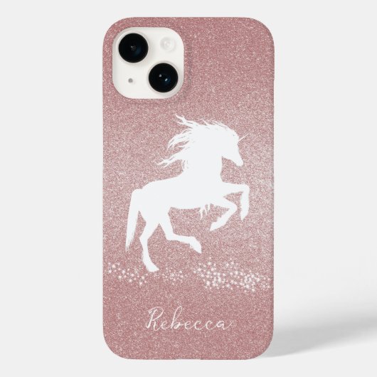Roze Glitter Unicorn Hoesje-Mate iPhone Case (Achterkant)