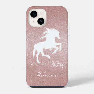 Roze Glitter Unicorn Hoesje-Mate iPhone Case 14 Hoesje