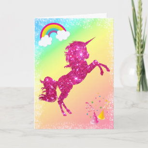 Roze Glitter Unicorn Kaart
