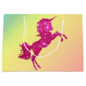 Roze Glitter Unicorn Large Cadeautasje (Voorkant)