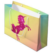 Roze Glitter Unicorn Large Cadeautasje (Voorkant Gekanteld)