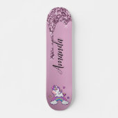 Roze glitter unicorn persoonlijk skateboard (Voorkant)