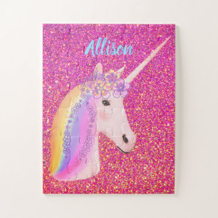 Roze glitter Unicorn Regenboog Magische Kinderen Legpuzzel
