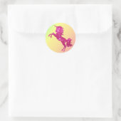 Roze Glitter Unicorn Ronde Sticker (Tas)