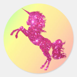 Roze Glitter Unicorn Ronde Sticker