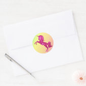 Roze Glitter Unicorn Ronde Sticker (Envelop)