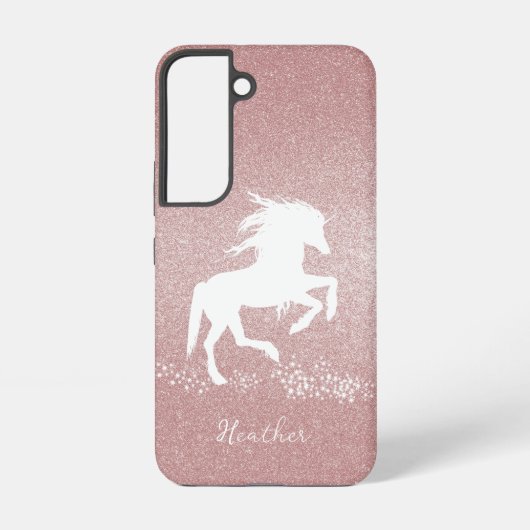Roze Glitter Unicorn Samsung Galaxy Hoesje (Achterkant)