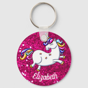 Roze Glitter Unicorn Sleutelhanger