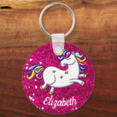 Roze Glitter Unicorn Sleutelhanger (Voorkant)