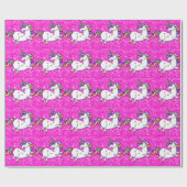 Roze Glitter Unicorns Cadeaupapier (Vlak)