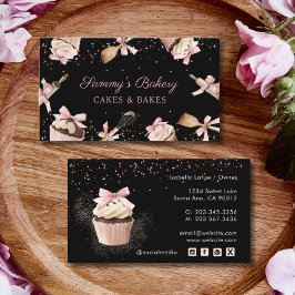 Roze Glitter Utensils Koken & Cupcake Bakker Visitekaartje