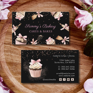 Roze Glitter Utensils Koken & Cupcake Bakker Visitekaartje