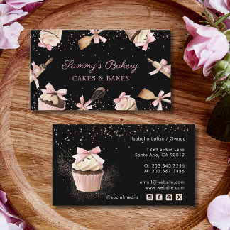Roze Glitter Utensils Koken & Cupcake Bakker Visitekaartje
