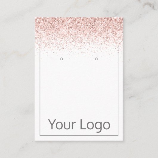 Roze Glitter Uw Logo Oorbel Display Kaart Visitekaartje (Voorkant)