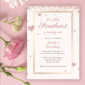 Roze Glitter Valentijn Sweetheart 1e Verjaardag Kaart