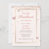 Roze Glitter Valentijn Sweetheart 1e Verjaardag Kaart (Voorkant)