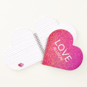 Roze Glitter Valentijnsdag Love Heart Shaped Name Notitieboek (Binnen)