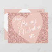 Roze Glitter Valentijnse  Be Mine XOX Briefkaart (Voorkant / Achterkant)