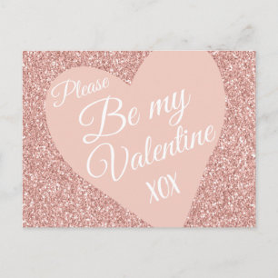 Roze Glitter Valentijnse  Be Mine XOX Briefkaart