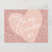 Roze Glitter Valentijnse  Be Mine XOX Briefkaart (Voorkant)