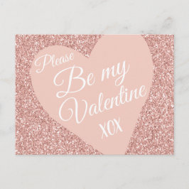 Roze Glitter Valentijnse  Be Mine XOX Briefkaart