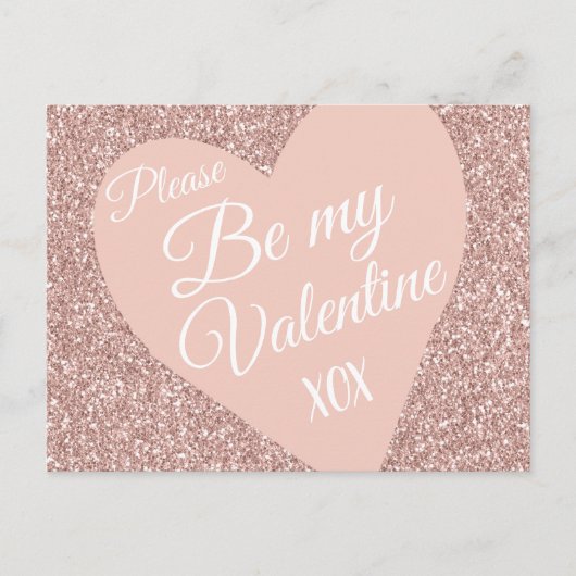 Roze Glitter Valentijnse  Be Mine XOX Briefkaart (Voorkant)