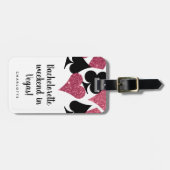 Roze Glitter Vegas Bachelorette Party Bagage Label (Voorkant horizontaal)