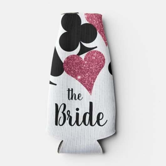 Roze Glitter Vegas Bride Custom Bottle Cooler (Voorkant)