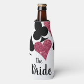 Roze Glitter Vegas Bride Custom Bottle Cooler (Fles Voorkant)