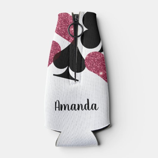 Roze Glitter Vegas Bride Custom Bottle Cooler (Achterkant)