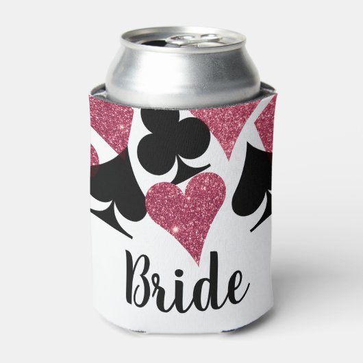 Roze Glitter Vegas Bride Custom Koelbox Blikjeskoeler (Blikje Voorkant)
